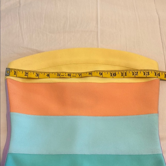 Susana Monaco Strapless Yellow Orange Bodycon Dress size S - Picture 10 of 11